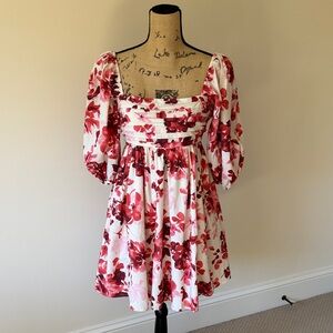 Abercrombie & Fitch Floral Puff Sleeve Cotton Mini Dress Size ST